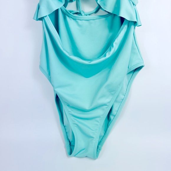 Hurley One Piece Cut-Out Ruffle Swimsuit Sea Foam Tiffany Blue M NWT - Picture 8 of 11